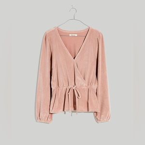 NWT Madewell Corduroy Tie-Front Faux-Wrap Top